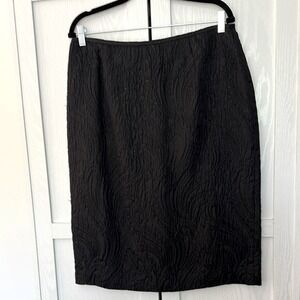 Lafayette 148 Black Silk Wool Blend Quilted Paisley Design w/ Metallic Thread 14